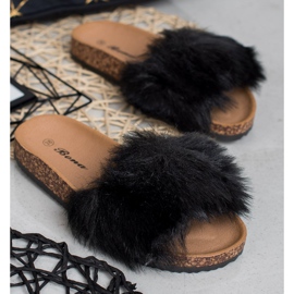 Bona Pantofle s kožešinou černý 2