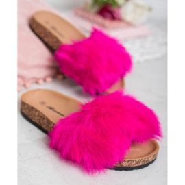 Bona Pantofle s kožešinou růžový 1 Bona Pantofle s kožešinou růžový 1