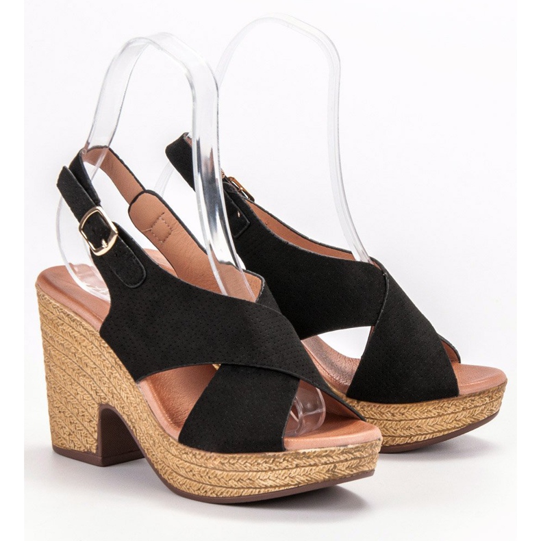 Anesia Paris Lehké sandály na podpatku černá 1