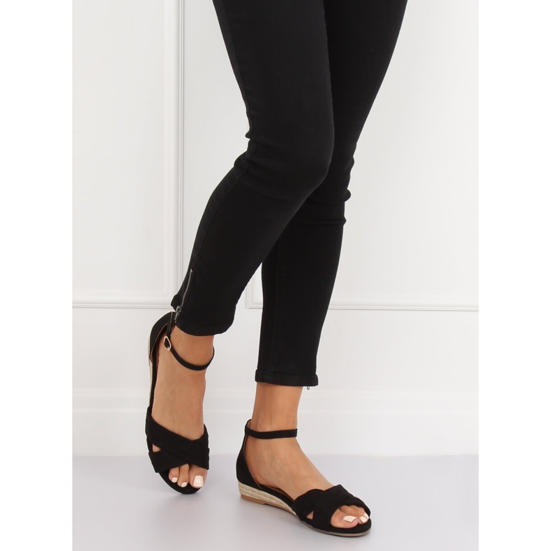 Černé sandály espadrilles 9R121 Black černý 1