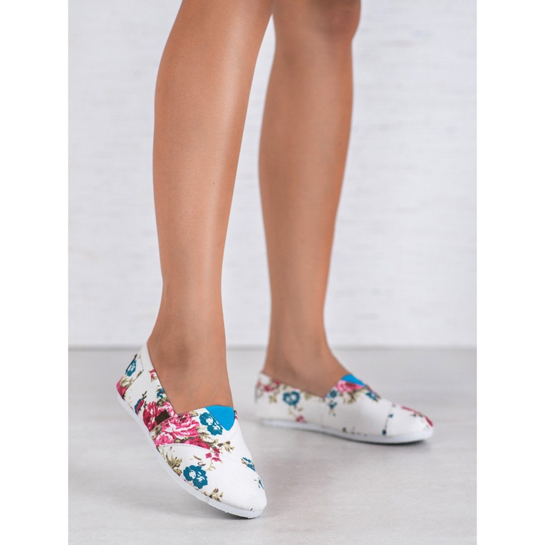 SHELOVET Slipony V Květinách bílý 1