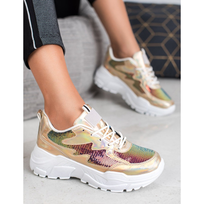 SHELOVET Zlaté tenisky s flitry zlatý 1