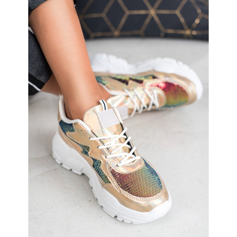 SHELOVET Zlaté tenisky s flitry zlatý 2