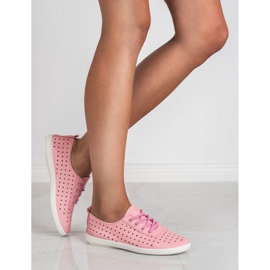 SHELOVET Prolamované dámské tenisky růžový 1
