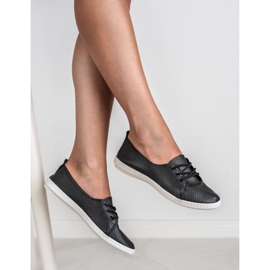 SHELOVET Eko kožené tenisky černý 1