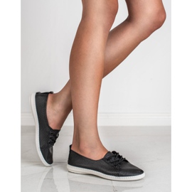 SHELOVET Eko kožené tenisky černý 2
