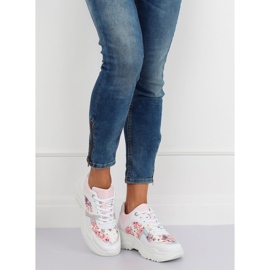 Bílé květinové sportovní boty 3002 BÍLÁ / KVĚTINOVÁ Červená bílý 2