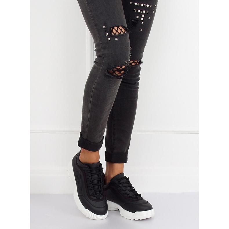 Černá sportovní obuv D1909 ČERNÁ / BÍLÁ černý 1