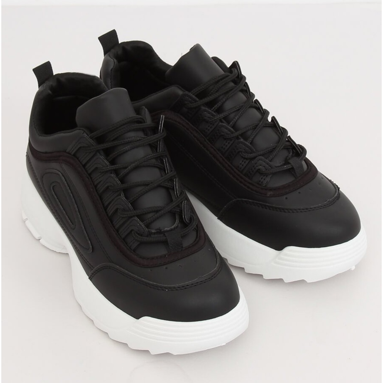 Černá sportovní obuv D1909 ČERNÁ / BÍLÁ 2