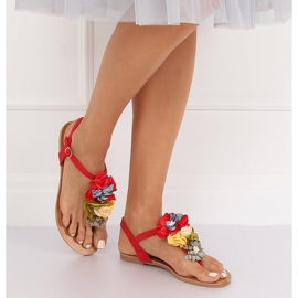 Žabky s červenými květy L518 Red červené 2