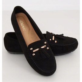 Černé Dámské černé mokasíny L7183 Black černý 1