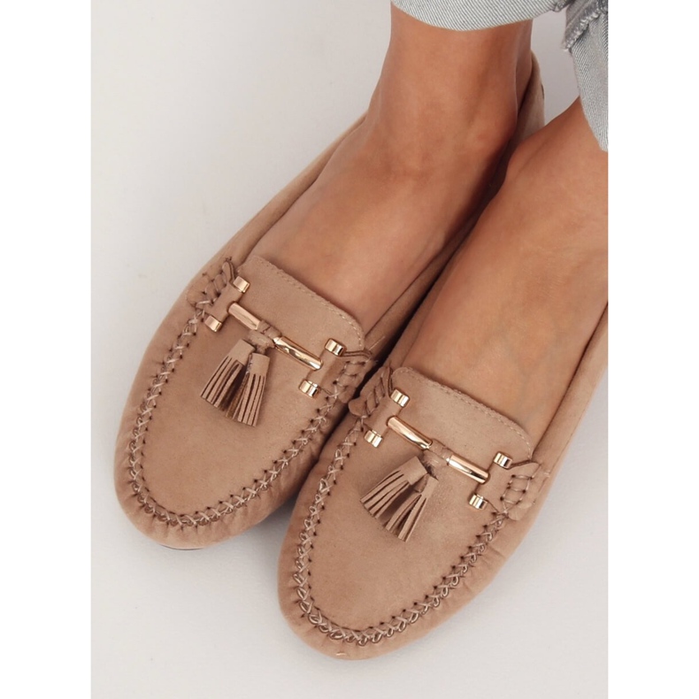 Dámské béžové mokasíny L7183 Khaki béžový 2