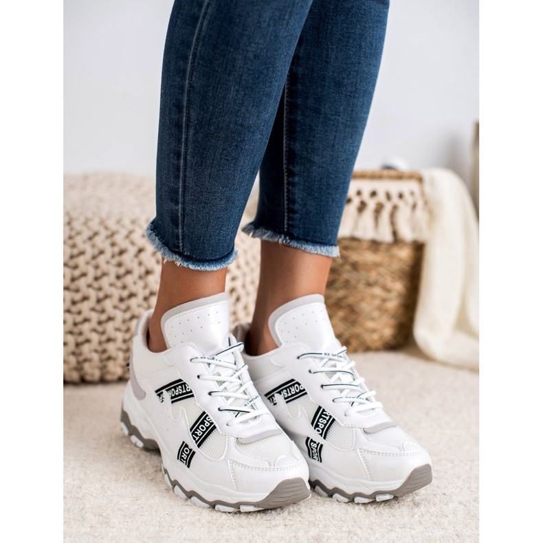 SHELOVET Bílé tenisky bílý šedá 2