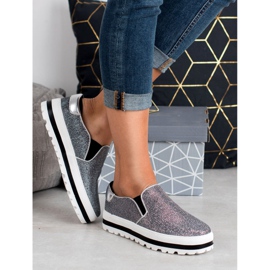 SHELOVET Lehké slipy na platformě černý šedá 2