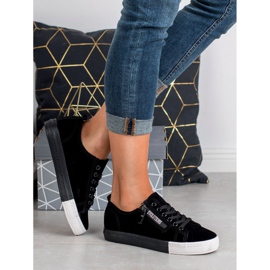 SHELOVET Černé tenisky černý zelený 1