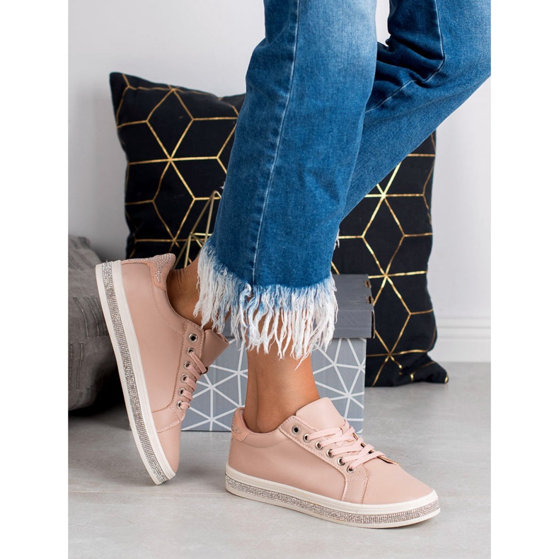 SDS Sportovní obuv s kubickým zirkonem růžový 1