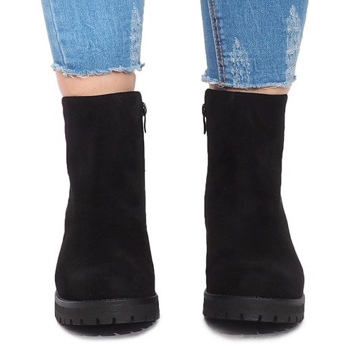 Semišové kozačky JH561 černé černá 1