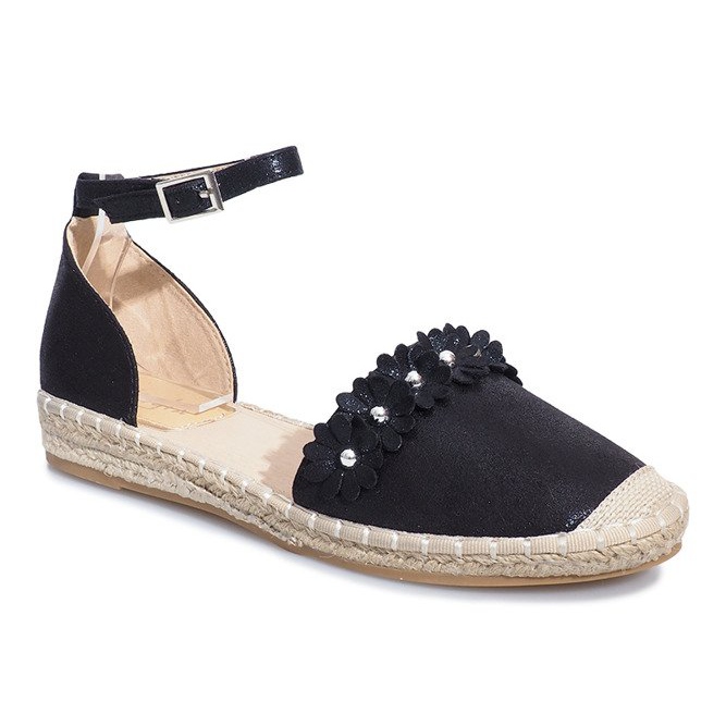 Černé espadrilky s květy Favara černý 1