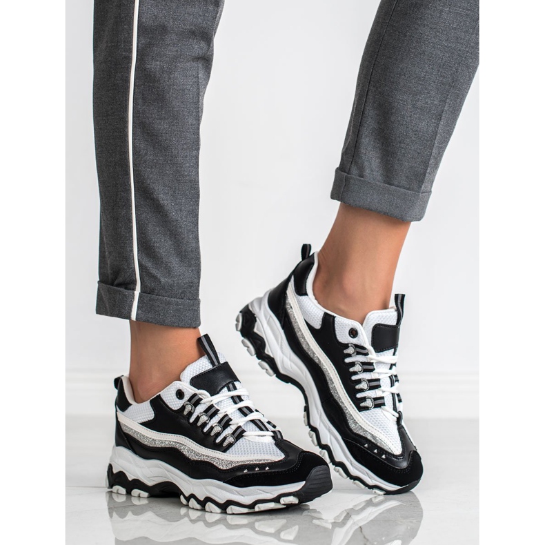 Small Swan Tenisky se třpytkami bílý černý 1