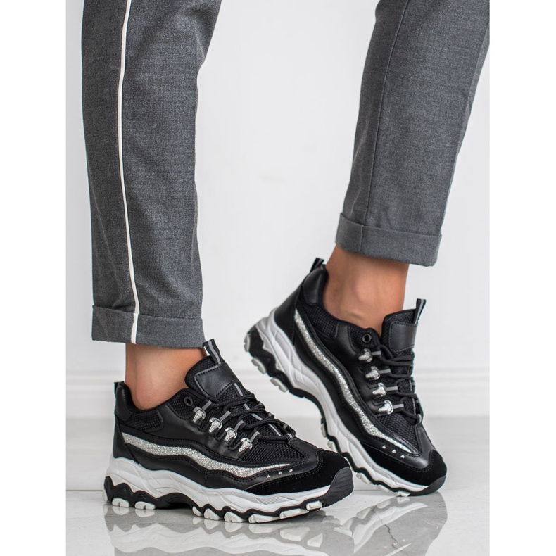 Small Swan Tenisky se třpytkami černý 1