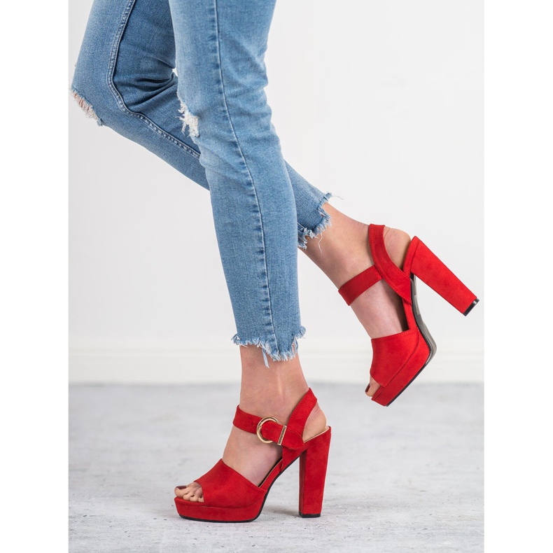 SHELOVET Červené Sandály Na Platformě 2