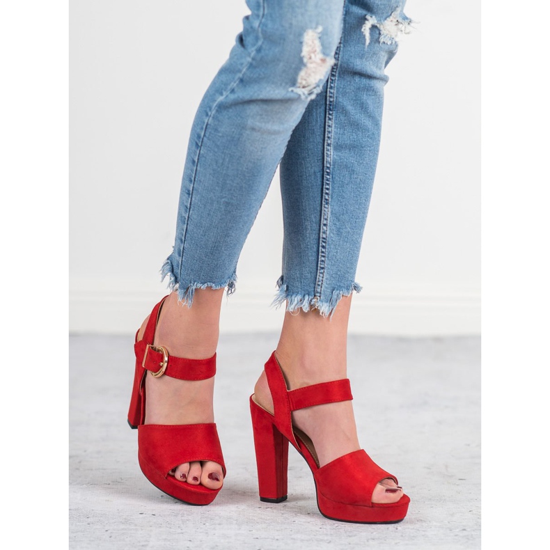 SHELOVET Červené Sandály Na Platformě 1