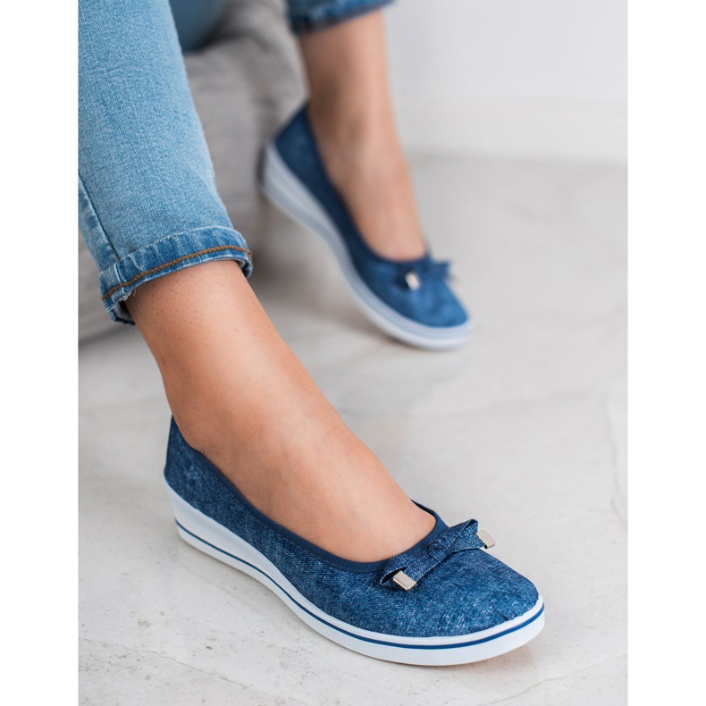 SHELOVET Klínová baletka modrý 1