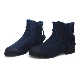 Teplé boty Jodhpur boty Fur W156 Navy námořnická modř 1