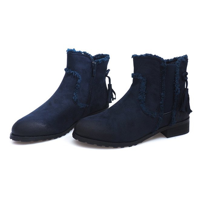 Teplé boty Jodhpur boty Fur W156 Navy námořnická modř 1