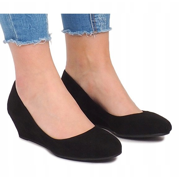 Semišové klínové lodičky MB188-48 černé černá 2