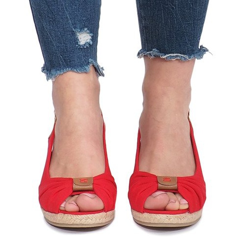 Červené klínové sandály Zopad espadrilles červený 1