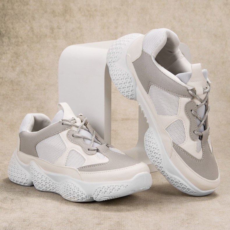 SHELOVET Módní bílé tenisky bílý šedá 1