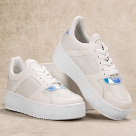 Ideal Shoes Tenisky se třpytkami bílý 1