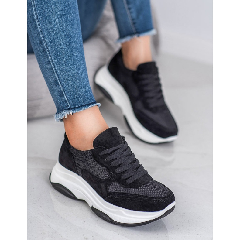 Ideal Shoes Světle černé tenisky černá 2