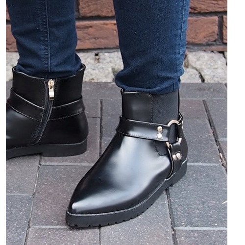 Teplé elegantní boty se sponou HW14 černé černá 1 Teplé elegantní boty se sponou HW14 černé černá 1