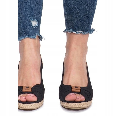 Černé klínové sandály Zoe espadrilles černý 1