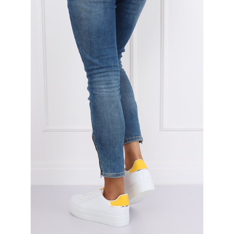 Tenisky na vysoké podrážce bílé a žluté B0-31 BÍLÁ / ŽLUTÁ bílý 2