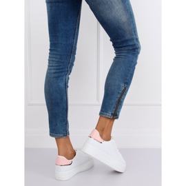 Tenisky na vysoké podrážce bílé a růžové B0-31 BÍLÁ / RŮŽOVÁ bílý 1