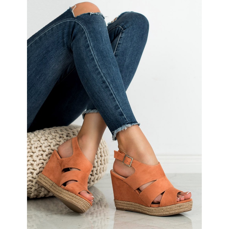 Best Shoes Oranžové sandály Espadrilles pomerančový 2