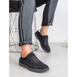 Ideal Shoes Černé šněrovací boty černý 1