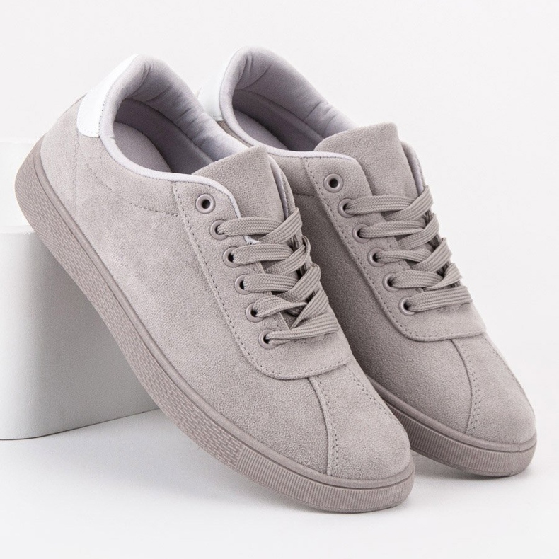Ideal Shoes Šedé šněrovací boty šedá 2 Ideal Shoes Šedé šněrovací boty šedá 2