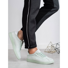 Ideal Shoes Šněrovací boty s mátou zelený 2