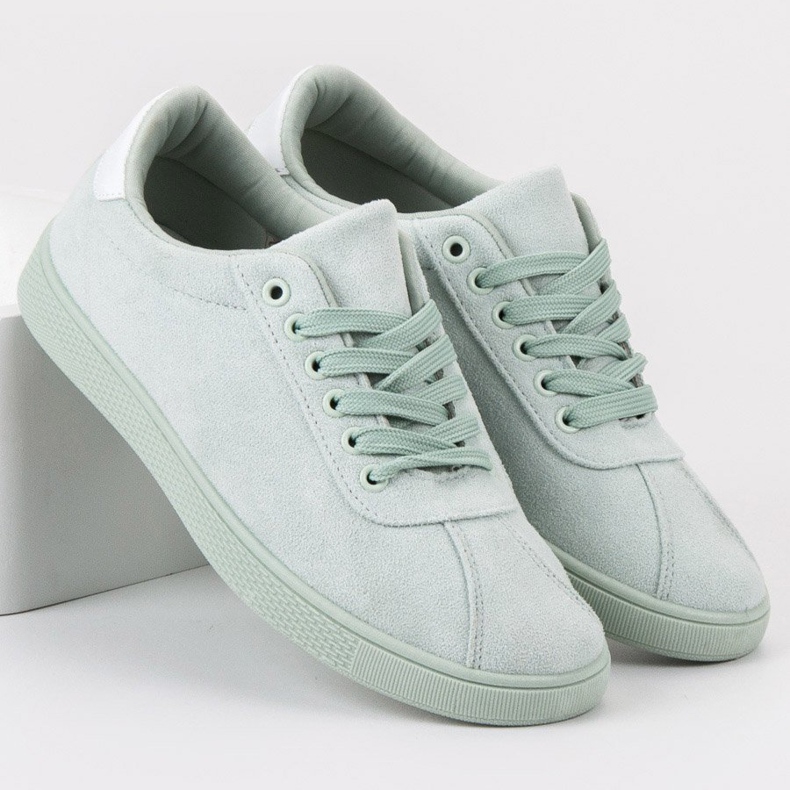 Ideal Shoes Šněrovací boty s mátou zelený 1