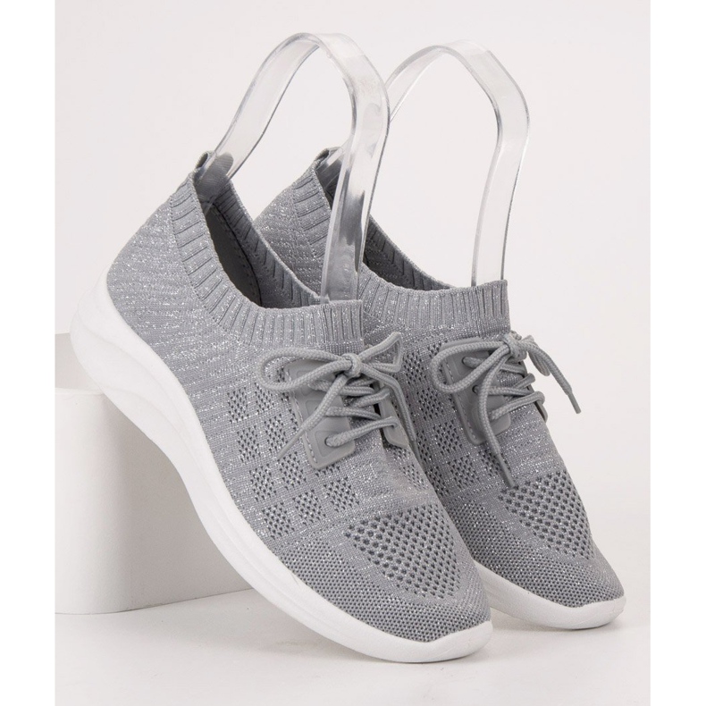 Ideal Shoes Textilní sportovní obuv šedá 2