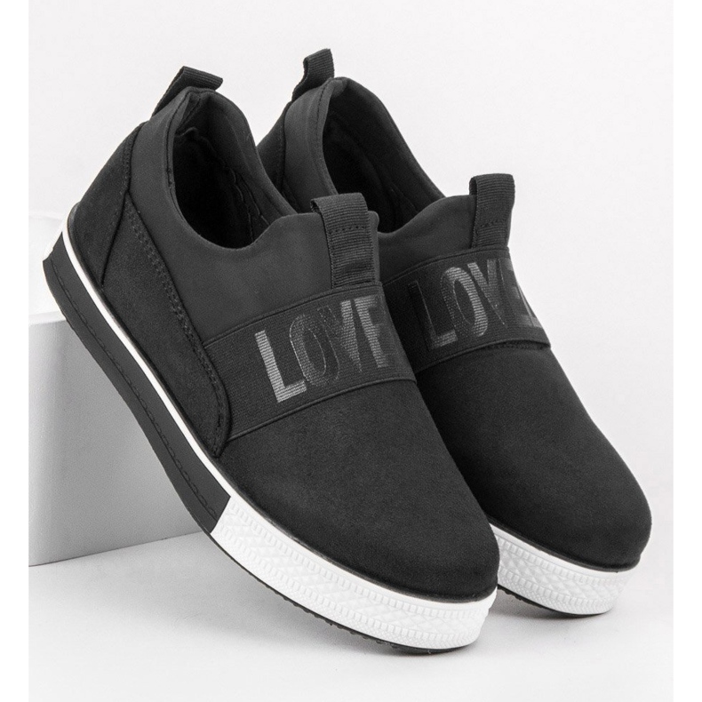 SHELOVET Semišové nazouvací boty černá 1