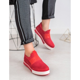 SHELOVET Semišové nazouvací boty červené 1