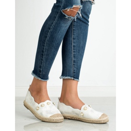 SHELOVET Espadrilky s perlami šedá 2