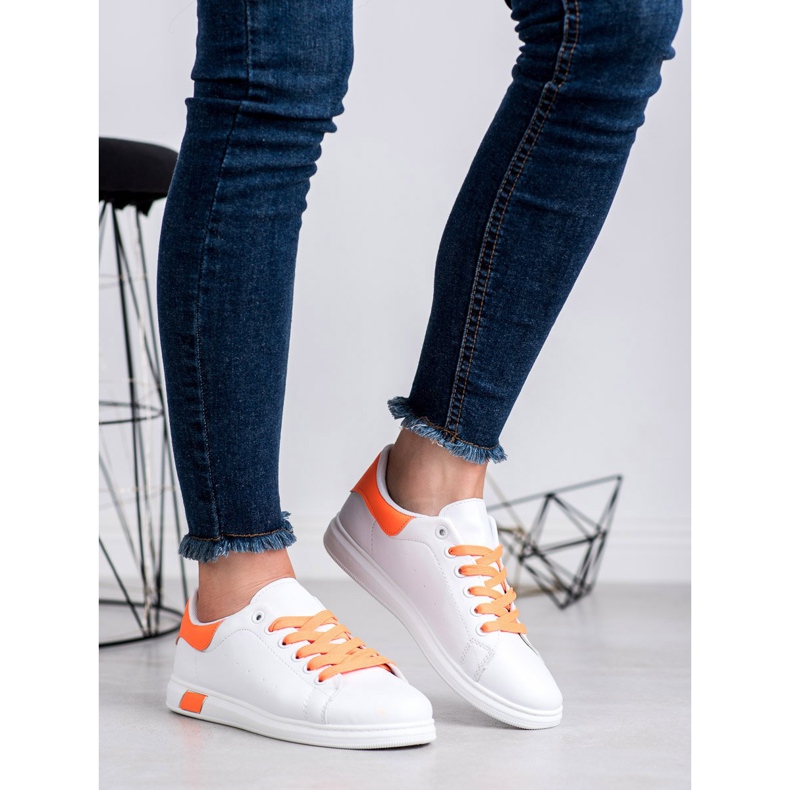 Ideal Shoes Dámská sportovní obuv bílý pomerančový 1