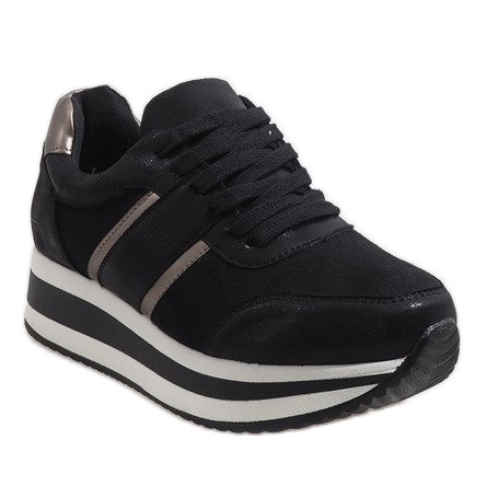 Černé tenisky na platformě 99-09 černá 1 Černé tenisky na platformě 99-09 černá 1