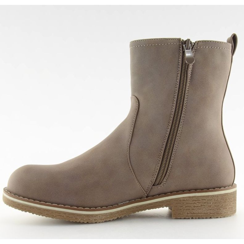 Ploché boty s béžovými plochými podpatky 0-253 Khaki 1